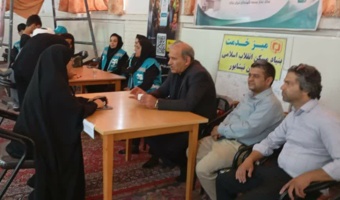 برپایی میز خدمت در محل مصلی نماز جمعه در روستای فدیشه شهرستان میان جلگه