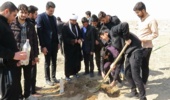 مشارکت طلاب و روحانیون حوزه علمیه شهرستان بردسکن در طرح بذرکاری ونهالکاری