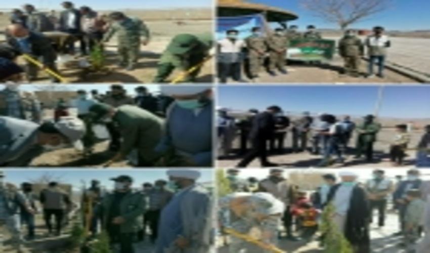 کاشت 150 اصله نهال در پارک روستای براکوه رشتخوار با همکاری بسیج سازندگی