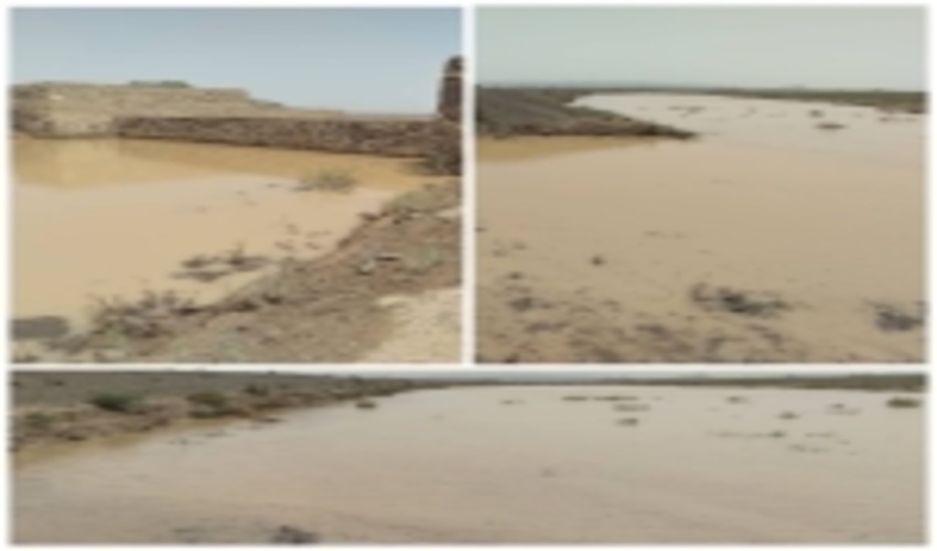 گناباد-آبگیری پروژه پخش سیلاب بهاباد در شهرستان گناباد