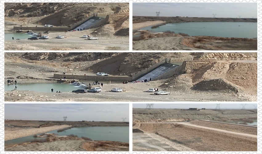 سرریز شدن بند خاکی شهید خوشرو (پروژه پخش سیلاب جمعاب)در شهرستان چناران